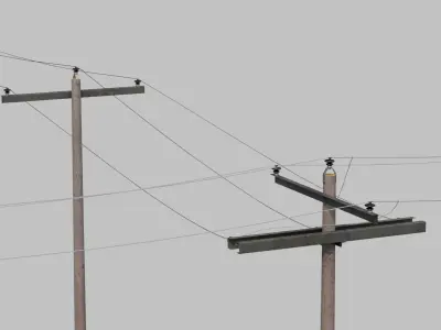 Utility Pole - Composite Mast with Single Crossarms 3D model