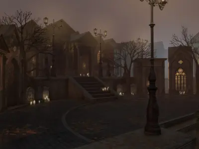 Gothic town Cemetery pack 3D model