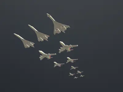 Jet Airplanes Low-poly 3D model