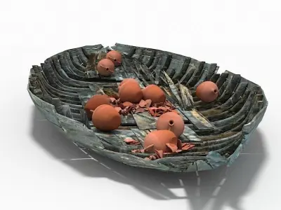 Dinghy boat with eggs in it 3D model