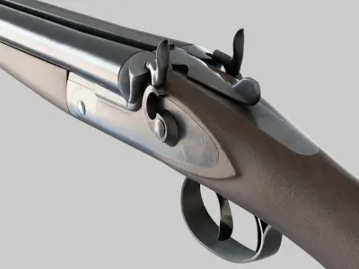 Double Barreled Shotgun - External hammers Low-poly 3D model