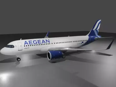 Aegean Airbus a320neo  Low-poly 3D model