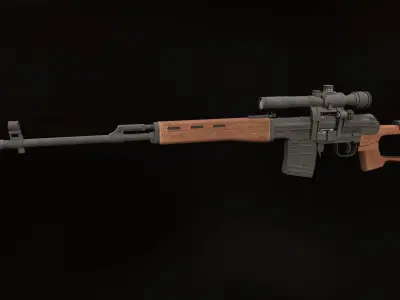 Dragunov sniper rifle  Low-poly 3D model