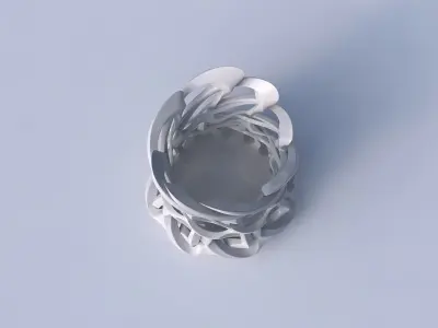 Bowl cylindrical with interlacing sharp edged lattice twisted... 3D model