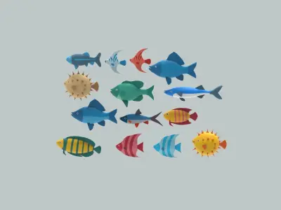 Fish Sea Collection 6 low poly Low-poly 3D model