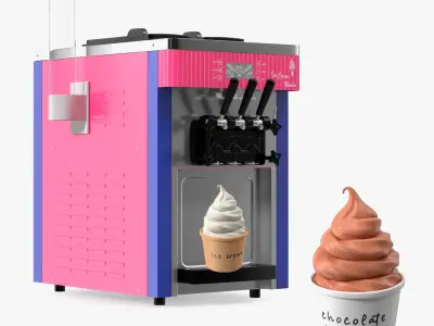 Ice Cream Maker with Ice Cream Cups Collection 3D model
