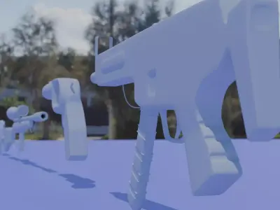 4 Stylized Guns Free low-poly 3D model