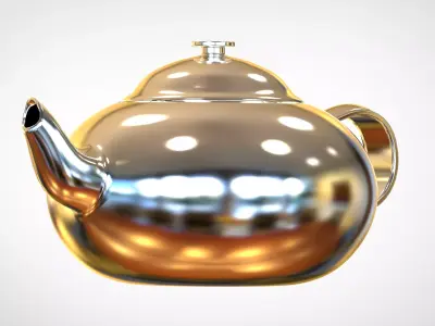 Teapot golden Free 3D model