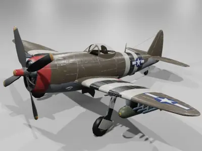    P-47D-25 Fighter-bomber Aircraft  Low-poly 3D model