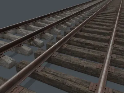 Railway Track PBR Low-poly 3D model