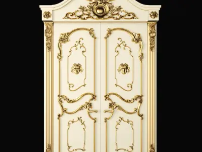 Luxury Classic baroque carved door 3D model buy