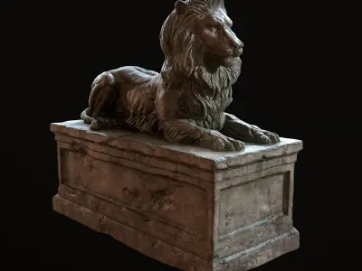Lion Tomb PBR Low-poly 3D model