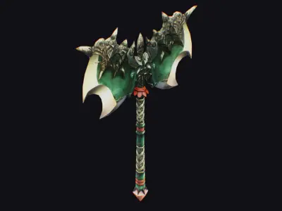 Axe Twohanded Large Weapon Cutting Fantasy Melee Hatchet Low-poly 3D model