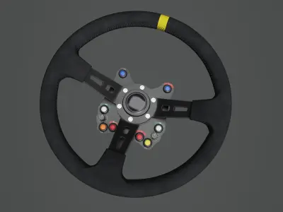 Steering Wheel 01 - Variation C - Black Stiches Low-poly 3D model