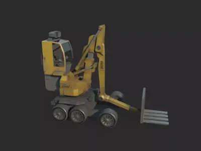 Future sci-fi style engineering vehicle forklift 3D model