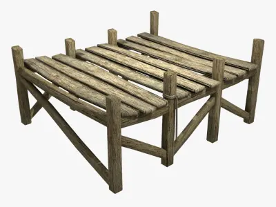 Wooden Platform Low-poly 3D model