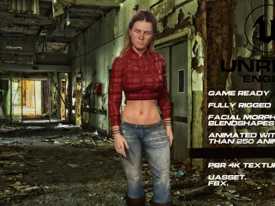 Zombie Hunter full rigged - game ready - animated Low-poly 3D model