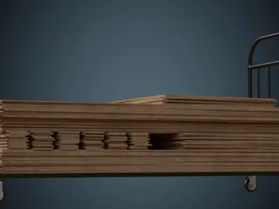 Transport Trolley And Wooden Sheets 1A Low-poly 3D model