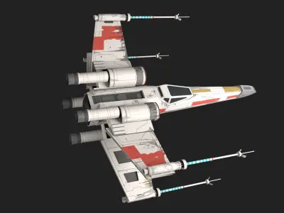 x-wing maya rigged for maya and Cinema 4D Low-poly 3D model