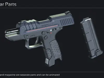 Scifi Pistol NKK 27 Low-poly 3D model