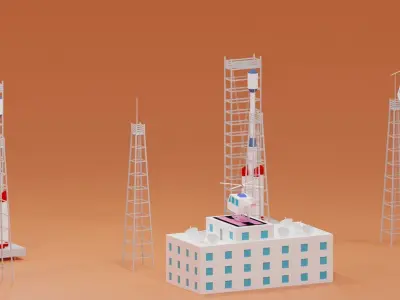 Space Center Launch Complex Low-poly 3D model