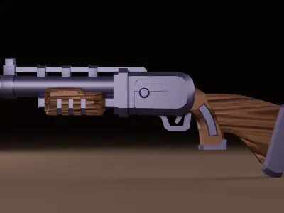 Stylized shotgun 3D model for game 3D model