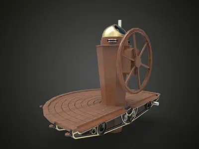 Steering and compass sailing ship 3D model