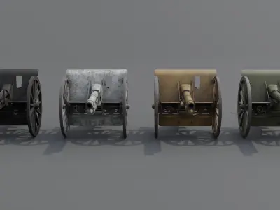 Type 38 75mm field gun Low-poly 3D model