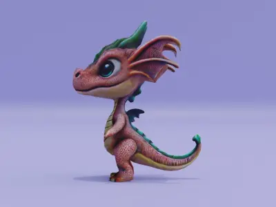 Dragon Character A-Pose Low-poly 3D model
