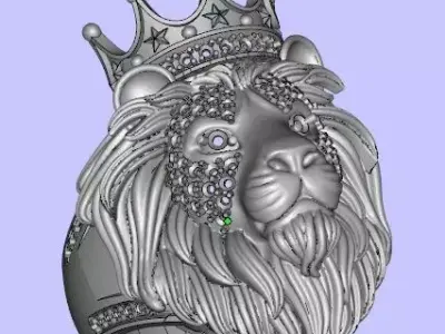 Hey This Is a Lion Head Ring Made in Matrix V-9 3D model