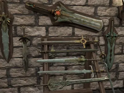 Sword Fantasy Low-poly 3D model Low-poly 3D model