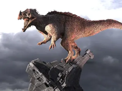 Viking Dinosaur on Stone Base 3D model