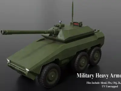 Military Heavy Armor Rover Low-poly 3D model