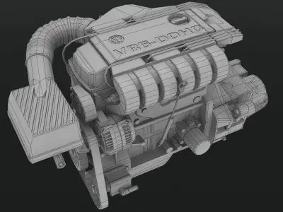  Volkswagen Corrado VR6 12v engine Low-poly 3D model