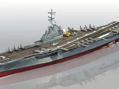 USS Hancock CV-19 Essex-class aircraft carriers 3D model