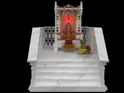 temple indian with stairs and statue 3D model