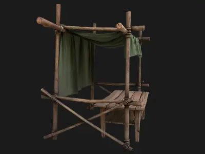 Market Stalls Military Tent Low-poly 3D model