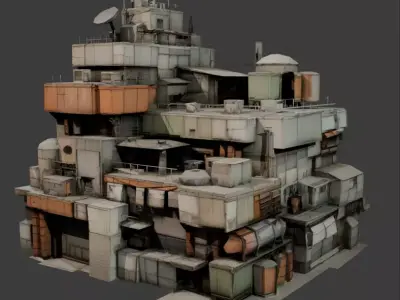 Dystopian Building 7 Low-poly 3D model
