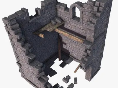 Ruined Tower 2 Low-poly 3D model