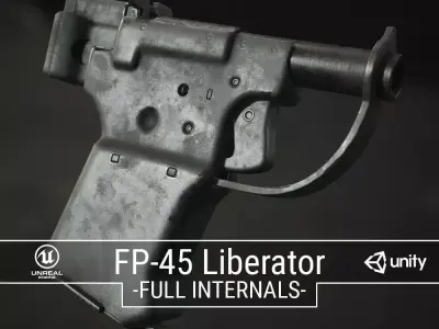 PBR American FP-45 Liberator Pistol Low-poly 3D model