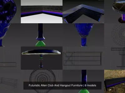 Futuristic Alien Club And Hangout Furniture 3D Model Pack