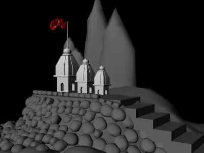 Hill Temple Fountain 3D model