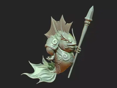 fish head monster guard sculpture 3D model