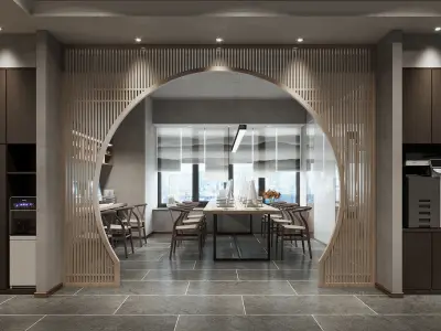 chinese reception lobby office interior 3D model