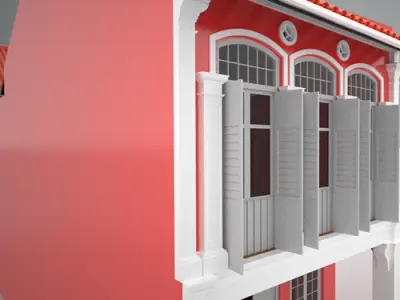 Shophouse Singapore Malaysia style 3D model