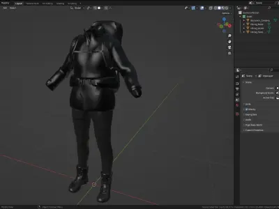 Female Hiking Outfit Low-poly 3D model