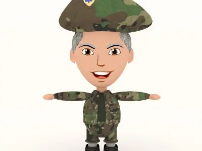 Man soldier game ready character Low-poly 3D model Low-poly 3D model