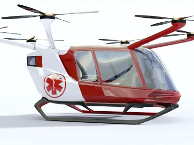 Medical Ambulance Drone with Interior 3D model