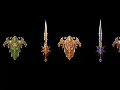 Dryad - Sword and Shield Low-poly 3D model