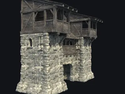 FORT MEDIEVAL CASTLE FORTRESS BAST RUIN TOWER COLLECTION BUILDER Low-poly 3D model